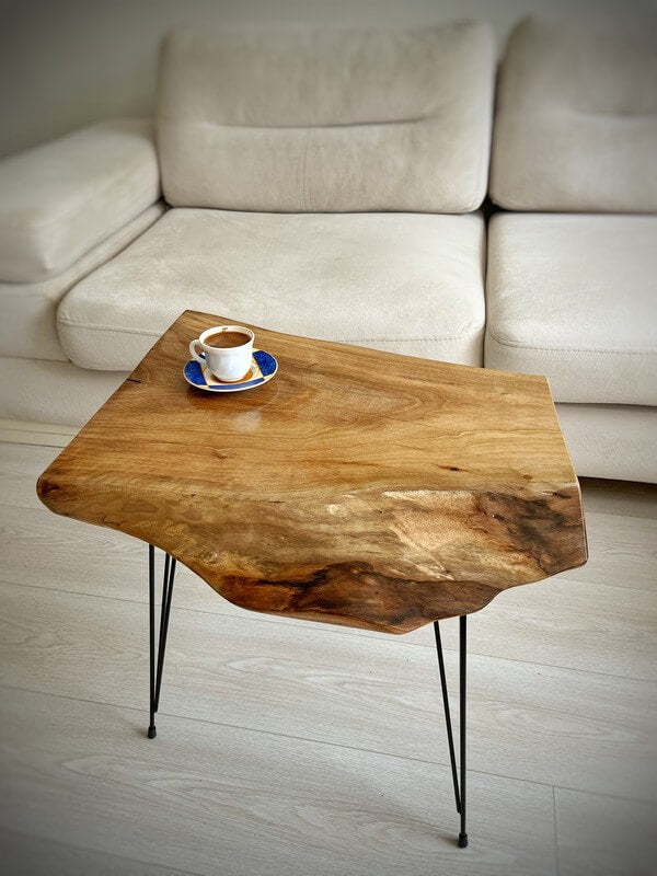 Cottonwood Coffee Table, Rustic Wood Slab Coffee Table, Modern Hairpin Legs End Table, Mid Century Coffee Table, Live Edge Coffee Table,