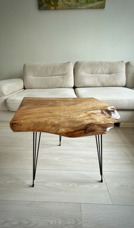 Cottonwood Coffee Table, Rustic Wood Slab Coffee Table, Modern Hairpin Legs End Table, Mid Century Coffee Table, Live Edge Coffee Table,